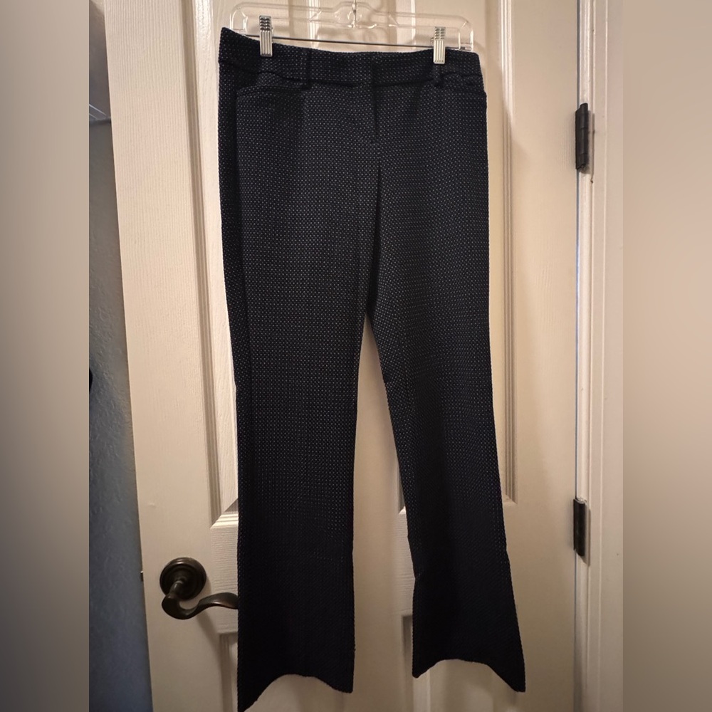 Express Navy Microdot Boot Flare Pants